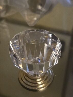 liberty Clear Faceted Acrylic Cabinet Knob with Brass Base